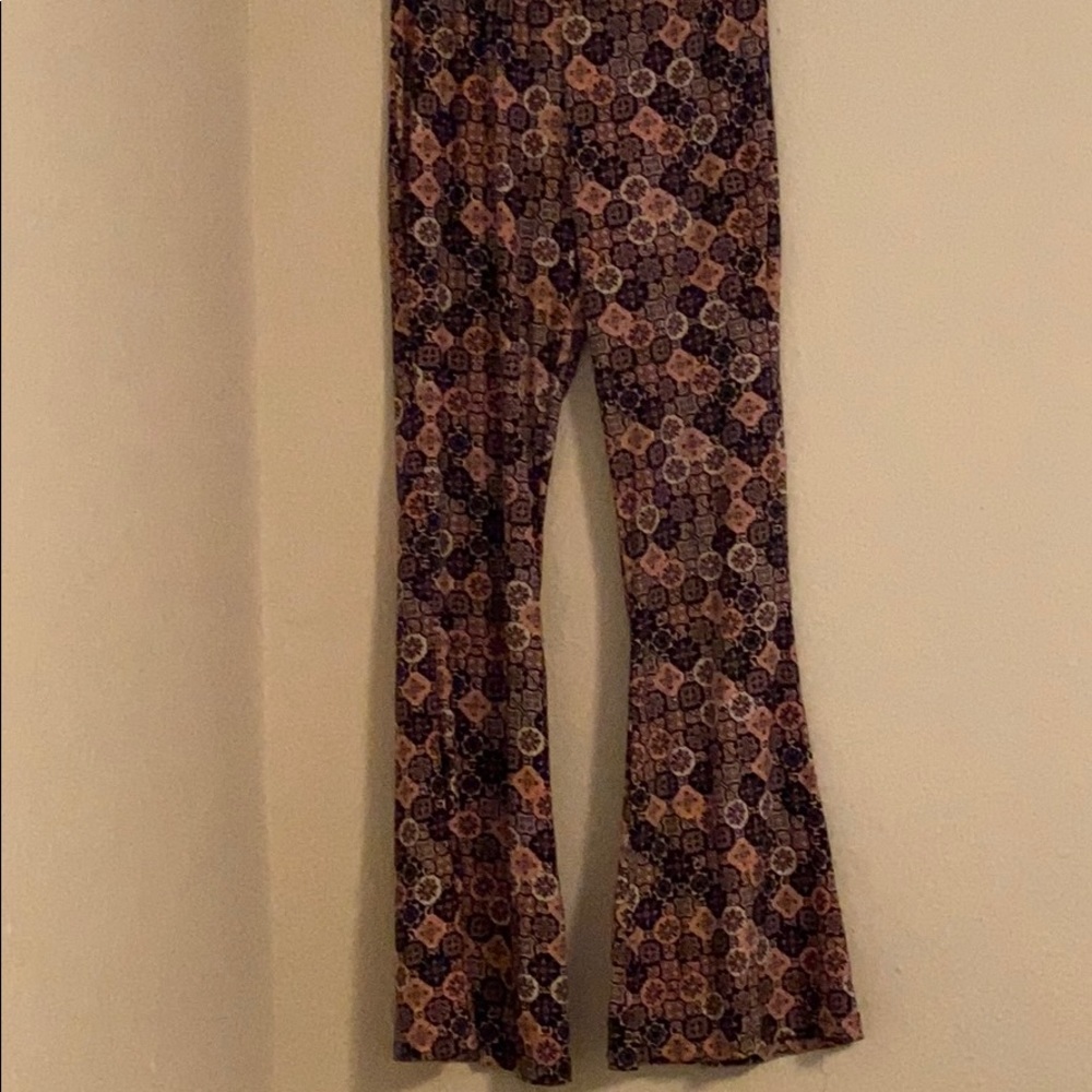 Patterned flare leg pants